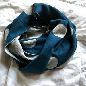 Blue and silver reversable infinity scarf